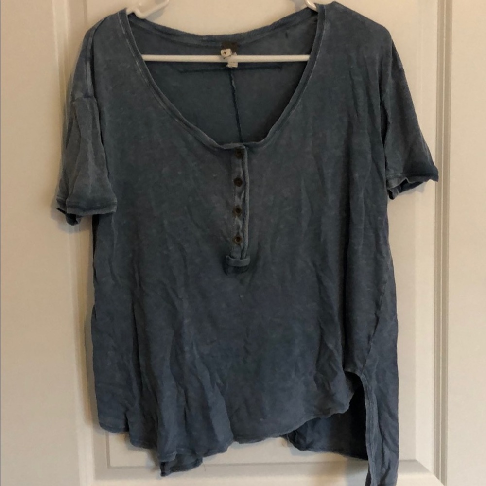 Free People blue Henley t shirt